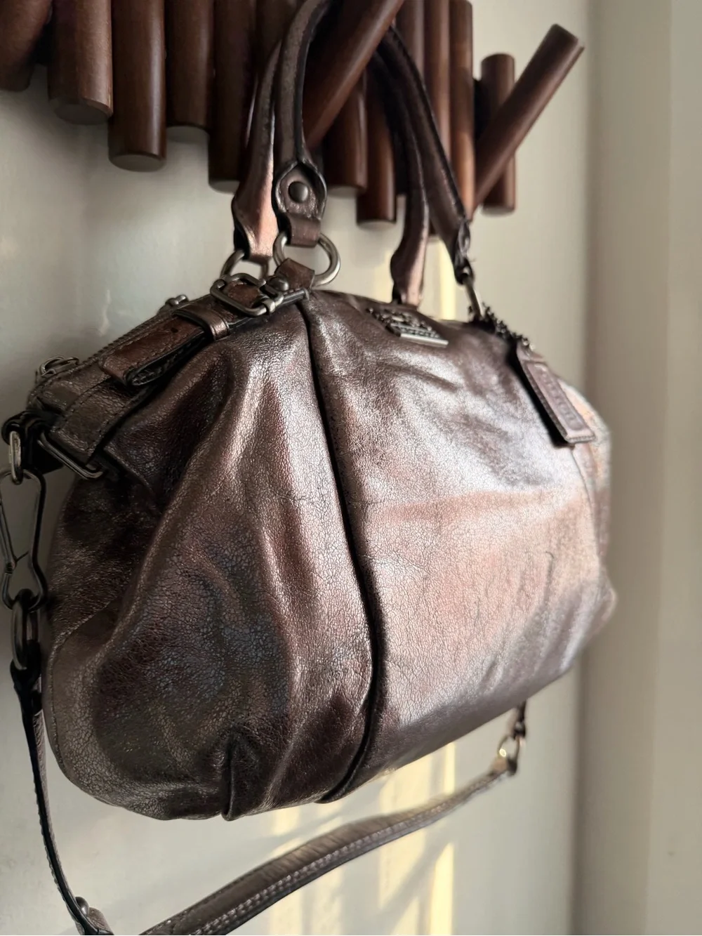 Coach Metallic Bronze Leather Satchel